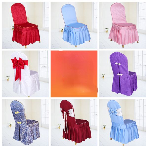 Couverture de table et de chaise élastique épaissie Jupe plissée Chaise de salle à manger Ménage Hôtel Banquet de mariage One-Piece All-Inclusive Chair Cover Sets Wholesale