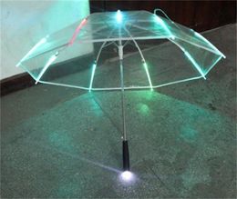 Poignée épaissie lumière led parapluie clair distinctif lumineux roman cadeau d'anniversaire vêtements de pluie imperméable parapluies transparents belle ba07 B23