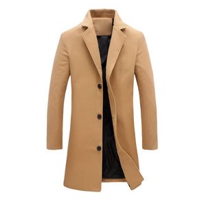 Verdikte herenjassen en jacks Winter Warm Effen Kleur Wollen Trench Blends S-lim Lange Jas Uitloper Overjas Herenjassen Jassen