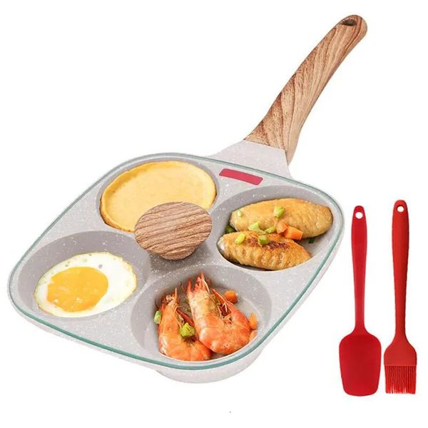 Sartén para huevos con tortilla espesa con tapa antiadherente, 4 tazas, sartén para huevos fritos para panqueques, sartén para desayuno, molde para cocinar huevos 240313