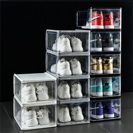 Verdikte Plastic Duidelijke Schoenendoos Afneembare Stapelbare Combinatie Schoenen Container Dozen Organizer Bins Storage Stofdichte Kabinet Transparante JY0820