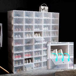 Verdikte transparante schoenendoos heren en dames huishoudelijke plastic schoenen opslag organizer dozen container organisatoren thuis