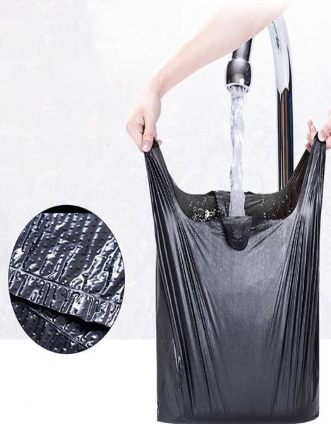 Sacs poubelles épaissis sacs à provisions de supermarché sac poubelle noir domestique portable sacs à ordures en plastique jetables en forme de gilet VTKY23327999