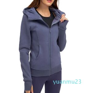 Veste à capuche épaisse et chaude pour femmes, manteau Fiess de sport, de Yoga, avec fermeture éclair, pour plongée sous-marine, trou pour le pouce