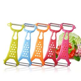 Verdikkende dubbele kop paring mes plastic peeler huishouden keuken fruit aardappel multi function rooster groothandel g0424