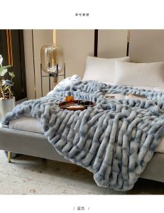 Verdikking van huisbont | Winter Licht Luxe Deken Imitatie Konijn Haar ins Verdikte pluche Warme Deken Middag Slapen Bed Cover Blanke 150200