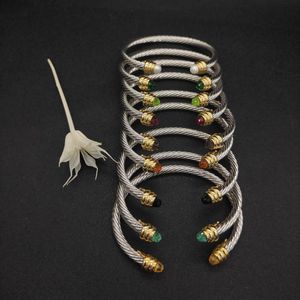 épaisseur 5MM Qualité haut de gamme DY bracelet à manchette ouverte câble de créateur classique crochet en or bracelet à boucle en fil torsadé en argent sterling avec placage en platine