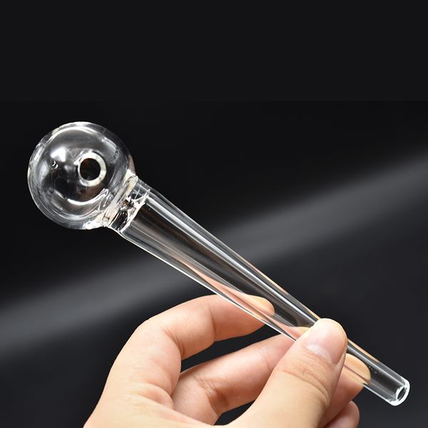 Épaisseur Pipe À Fumer Tube Transparent En Verre Tuyau De Brûleur À Huile Lourde En Verre Fort Fumer Tabac À La Main Herbe Sèche Cigarette Pipe 14cm Longueur 30mm Boule