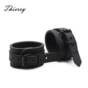 Thierry ajusté en cuir Pu en cuir pavé érotique poignet poignet bracele retenue de bondage adultes jeux bdsm sex toys accessoires