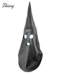 Thierry Ghost Executioner Hood Mask Full Cover Bondage Head Hood avec Open Mouth Eye Sex Toys For Fetish Couples Adult Game T2001560123