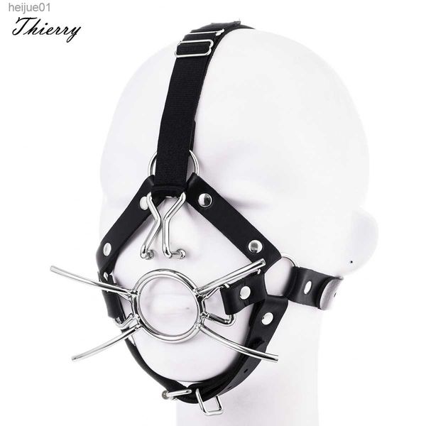 Thierry Head Harness Nariz Gancho Boca abierta Araña X Estilo O Ring Gag Fetish SM Restricción Juegos para adultos Productos Juguetes sexuales para mujeres L230518