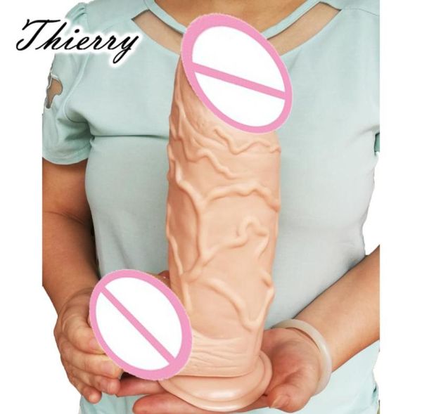 Thierry Taille 25573mm énorme chair épaisse Gode réaliste pénis grand Dong Grosse Bite Bite Adulte Femmes Érotique Insert Produits de Sexe Y2006255088