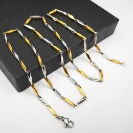Collier fin en argent et or en acier inoxydable, chaîne à maillons de 2mm, 21.6 pouces, bijoux pour femmes et hommes, bons cadeaux