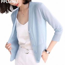 Mince 3/4 manches tricot crème solaire Cardigan Feminino vêtements d'extérieur été élégant mince manteau court coréen tricots de style décontracté Strickjacke nouveau o526 #