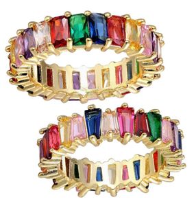 Dunne stokboog regenboog cz gouden ring voor vrouwen mode verloving trouwband topkwaliteit charme sieraden5954654