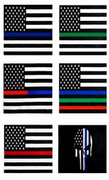 Factura directa de bandera de línea azul delgada 3x5fts 90cmx150cm Oficiales de aplicación de la ley EE. UU. USA American Police4825027