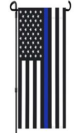 Thin Blue Line Garden Flags USA 12x18 Outdoor Blank White Blue Yard Strip Vivid Color Digital Printed1112995