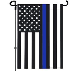 Thin Blue Line Garden Flags USA 12x18 Outdoor Blank White Blue Yard Strip Vivid Color Digital Printed4898995