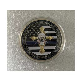 Dunne blauwe lijn souvenir cadeau munt politieagent Proed Peacemaker US vlag Gold vergulde herdenkingsuitdaging Coin.cx