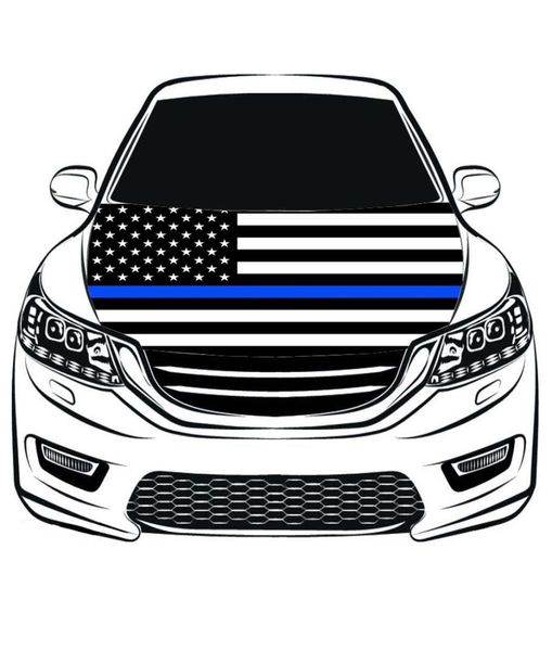 Housse de capot de voiture, drapeau national américain, ligne bleue fine, 33x5 pieds, 100 tissus élastiques en polyester, lavables, 5564951