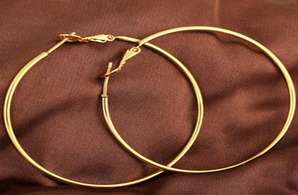 Cerchio sottile stile sexy orecchini grandi in oro 18 carati nuovi orecchini a cerchio rotondi alla moda grandi donne 50mm2mm2746976