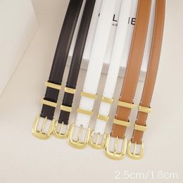 Cinturón de diseño delgado cinturón de cuero genuino para mujer ancho de 2.5 cm 1.8cm de caza de vaca con aguja de plata dorada cintura para mujer ceintura para mujer