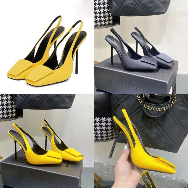 Sandales de talons de créateur mince de la cheville de soie de la soie en haut bleu jaune hauts talons noirs élégant de la mode de la mode sexy s qualité originale