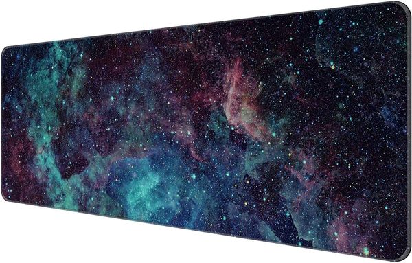 Tapis de souris de jeu étendu mince 31,5 * 11,8 * 0,12 pouces avec bords cousus Grand tapis de souris Long XXL - Galaxy Space