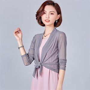 Mince manches longues haussement d'épaules Bolero Femmes courtes Casaco Feminino Femme Slim Femme Open Stitch Manteaux EXTÉRIEUR 210607