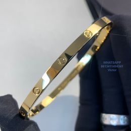 Brazalete fino de amor Pulseras de edición estrecha para mujer Brazalete chapado en oro de 18 quilates Diseñador de pulseras para mujer Réplica oficial Reproducciones oficiales Regalo exquisito 008