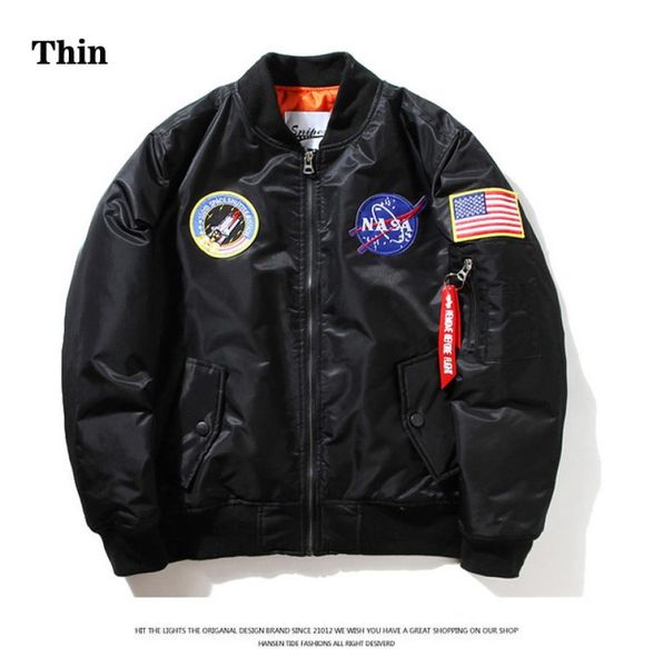 Flin MA1 Bomber Jacket Flight Windbreaker USA Air Force Bordado Piloto Piloto de la chaqueta Hip Hop Bombardero XS-2XL HFJK0026035500