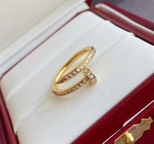 Dunne nagelring Topkwaliteit Designer ring mode diamantring voor vrouw elektropiceren 18k klassiek premium roségoud met doos