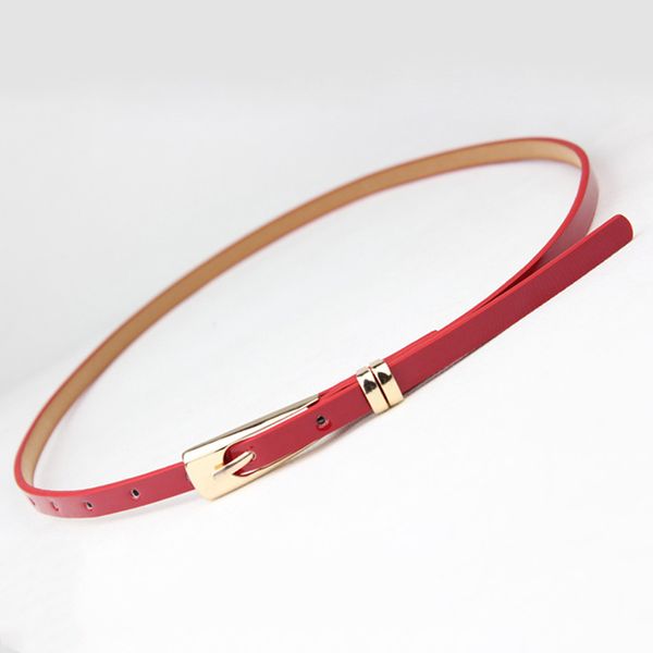 Ceinture fine en cuir Pu pour femmes, à la mode, rouge, marron, noir, blanc, jaune, sangle de robe, vente en gros, 8 couleurs