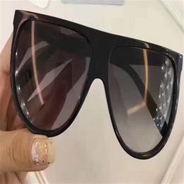 Lunettes de soleil d'ombre mince pour femmes 41435 Black Gris Gradient Lens Plat Top Sunglasses Occhiali da Sole Women Fashion Fashion Sunglasses avec 283p