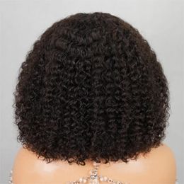 Dunne Korte Krullend Bob Pruik Lijmloze Braziliaanse Menselijk Haar 13X4 Pre Cut Lace Front Jerry Pruiken Geplukt Voor vrouwen