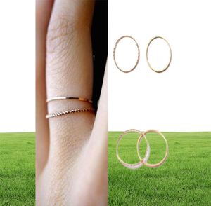 Dunne slanke roségouden stapelring set kleine vinger MIDI-vingerring eenvoudig ontwerp mode-sieraden ringen voor dames2644674