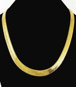 Collier de chaîne à chevrons doux mince Collier d'or pur 18K Bijoux hip hop punk jaune à plaque jaune pour hommes 10 mm 24 chaînes22143109949