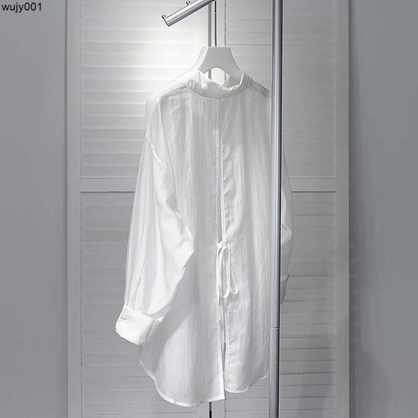 Blanc mince avec design d'été lâche Cardigan de chemise en mousseline légèrement transparent