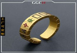 Dertien Yao Mahjong Creatieve Mode Titanium Stalen Open Ring Heren039s En Dames039s Trend Persoonlijkheid Veelzijdige Ring Jewelr9855133