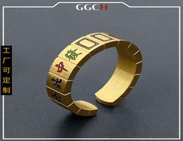 Treize Yao Mahjong mode créative titane acier anneau ouvert hommes039s et femmes039s tendance personnalité polyvalente bague Jewelr1697157