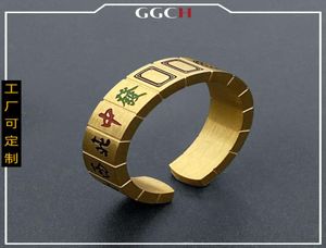 Treize Yao Mahjong Creative Fashion Titanium Steel Open Ring Men039s et Women039 Personnalité tendance Ring Volyler5143122