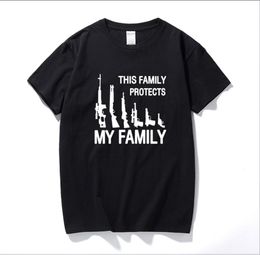 Esta familia protege a mi familia Guns T Shirt Funny Men Manga corta de algodón estampado Copia de camiseta 2206249861031