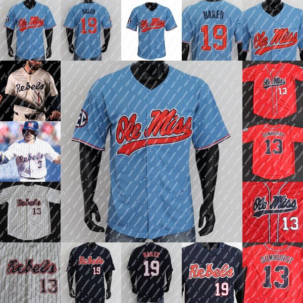 Ole Miss Rebels Jersey de béisbol Jackson Ross Ethan Groff Andrew Fischer Luke Hill Will Furniss Gunnar Dennis Ethan Lege Reagan Burford Jacob González Lance Lynn