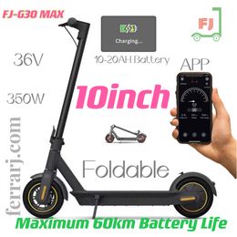 Scooter électrique FJ-G30 Max 10inch 20h durée de vie de batterie maximum 60 kms pliant E scooter pour adulte