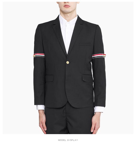 Chaqueta Formal de marca de moda 2022 para hombre, traje informal británico, chaqueta para hombre, abrigo de lana de negocios negro a rayas para primavera y otoño