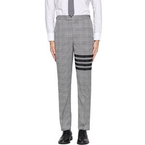 Marque de mode hommes costume décontracté pantalon gris Plaid noir rayé printemps et automne affaires formel pantalon