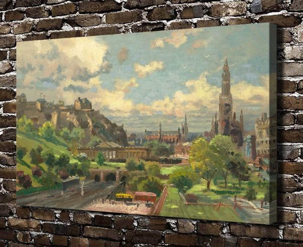 Thomas KinkadeEdimbourg Ecosse Paysage1 Pièces Impressions Sur Toile Mur Art Peinture À L'huile Décor À La Maison Sans CadreEncadré 24x328056926