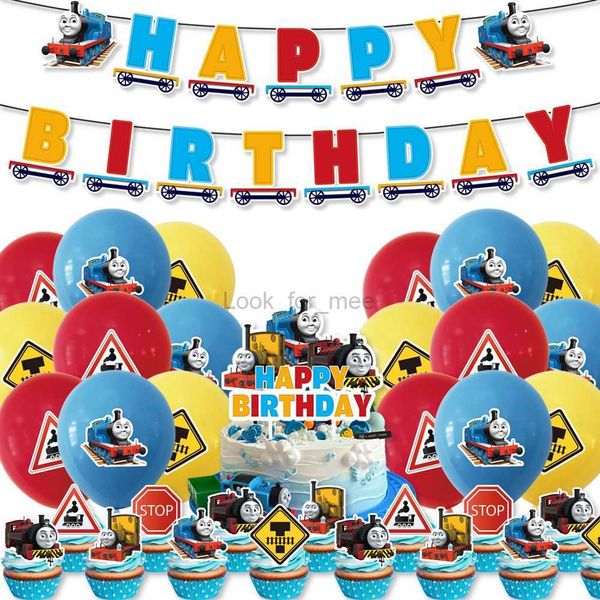 Thomas Train Thème Thomas Anniversaire Décorations De Fête Baby Shower Party Ballons Cupcake Drapeaux Décorations Jetables HKD230808