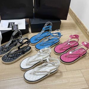 String lederen sandalen zomerplatform slippers stro schoenen diamant enkel splitsen slippers kettingband lage hakken glijbanen loafer