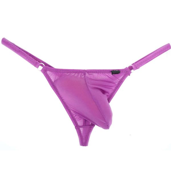 Tangas ropa interior de cintura baja Tanga Gay Sexy hombres translúcido G String respiración libre masculino suave suspensorio de seda de hielo